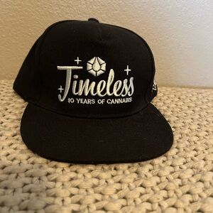 ✅ Timeless Black Snapback Hat - 'Timeless 10 Years of Cannabis' Embroidered Logo
